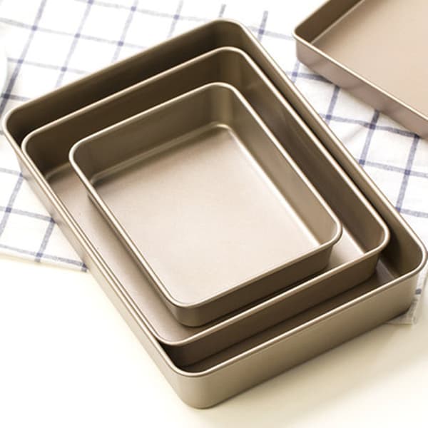 Dype stekebrettsett non-stick, rektangulær kakeform, stablebart stekebrettsett med 3, ovnsbrett for baking, gull (9'/11'/13') Deep Baking Pans