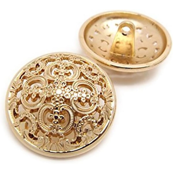 10 STK (gull, 20 mm) Klesknapp - Retro søm med hule knapper