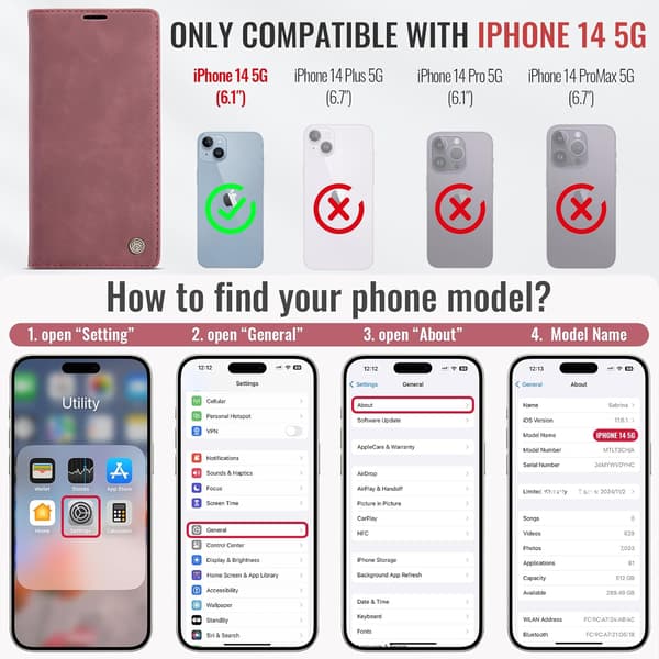 iPhone 14 5G skyddsfodral, PU-läder flip plånboksfodral med kortfack, blå-grön.