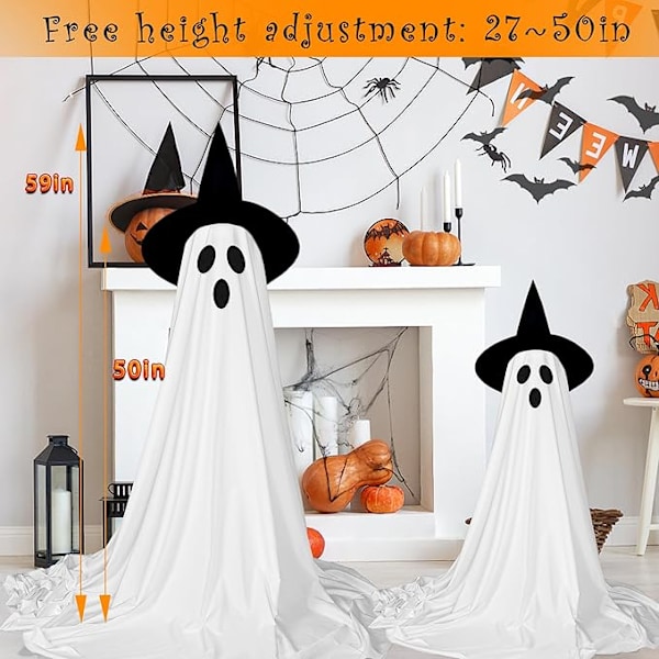 2 kpl Halloween-koristeita ulkotiloihin, Halloween-juhlakoristeita sisätiloihin, Spooky Ghost -koriste kaukosäätimellä varustetuilla valosarjoilla, Halloween 1