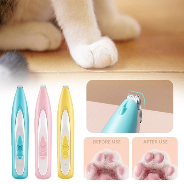 Husdjur Hund Katt Hår Trimmer Rakapparat Rakning USB för Fot Ti blue 1 pcs