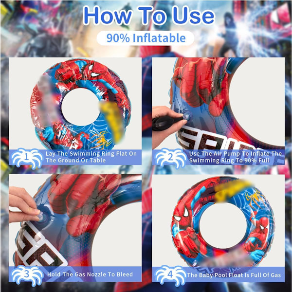 Svømmering til børn, gummiringe pool floats, oppustelig ring til børn sommer pool strandfest til 2-5 årige børn sommer strand vandlegetøj B