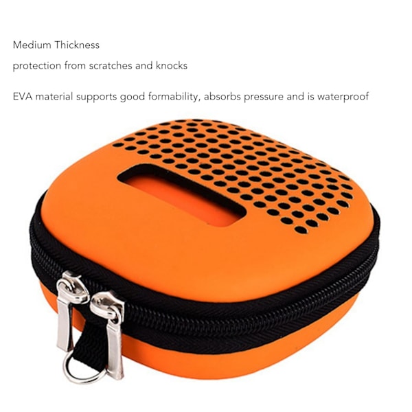 Mikro Bluetooth Högtalarfodral, Stöttåligt, Reptåligt, Vattentätt, Portabelt, EVA Semi-Hårt Fodral med Metallkrok, Orange