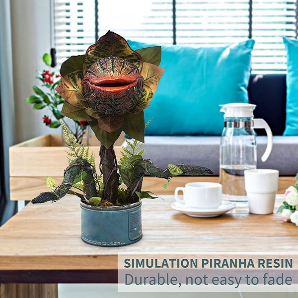 Skrekk Piranha Blomsterhage Statue Kannibal Plante Figurer Kunstige Chompers Likblomst Harpiks Skulptur Halloween Skumle Rekvisitter