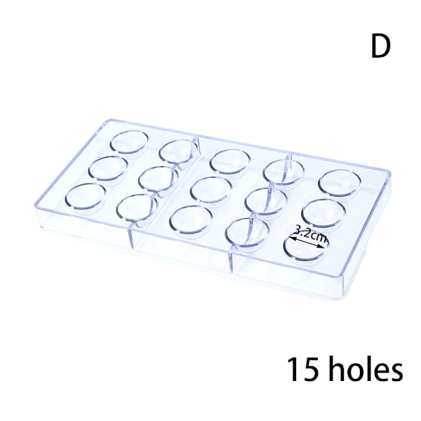 3D Chokoladeform Polycarbonat Form Tykke Former Kap 15 holes