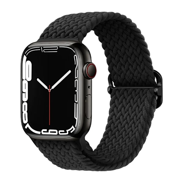 Flätad ögla för Apple Watch Rem 44mm 40mm 45mm 41mm 42mm 38mm 49mm Elastiskt Solo armband iWatch series 9 se 7 5 6 Ultra2 Band 9.black 9.black 42mm 44mm 45mm 49mm