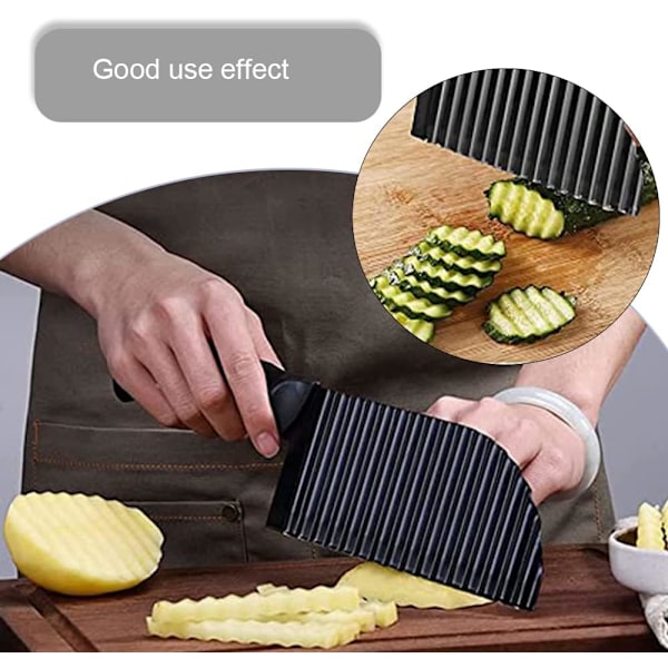 Vågig Skärare, Potatisskärare, Vågig Blad Grönsaksskärare i Rostfritt Stål, Handhållen Hackare för Pommes Frites, Grönsaker, Sallad, Morot