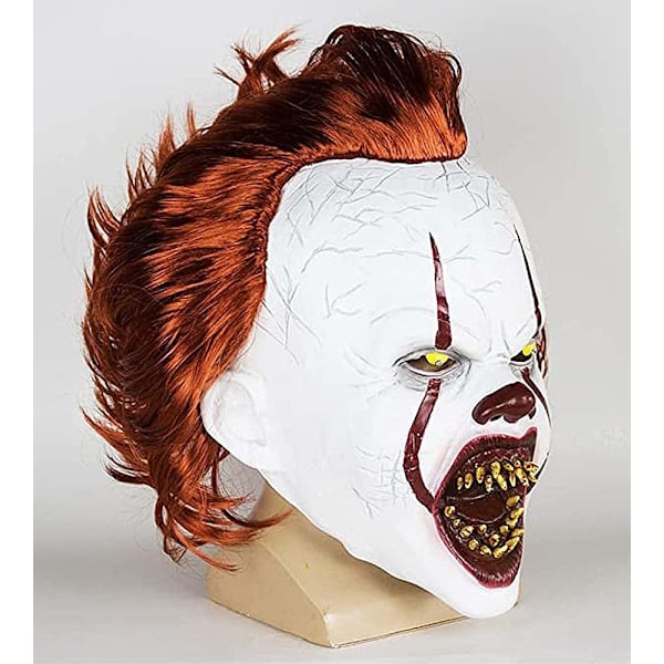 Pennywise Läskig Clown Latex Mask Joker skrämmande Halloween Creepy Tooth