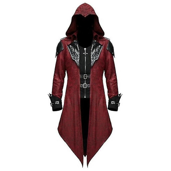 2023 Uusi keskiaikainen Assassin-peli Assassins Creed Cosplay-asu Edward Streetwear Hupullinen takki Päällysvaatteet Halloween-juhla-asu Punainen Ed 3XL