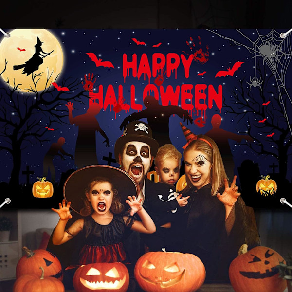 Stort Halloween-baggrundsbanner - Glad Halloween-stofbanner