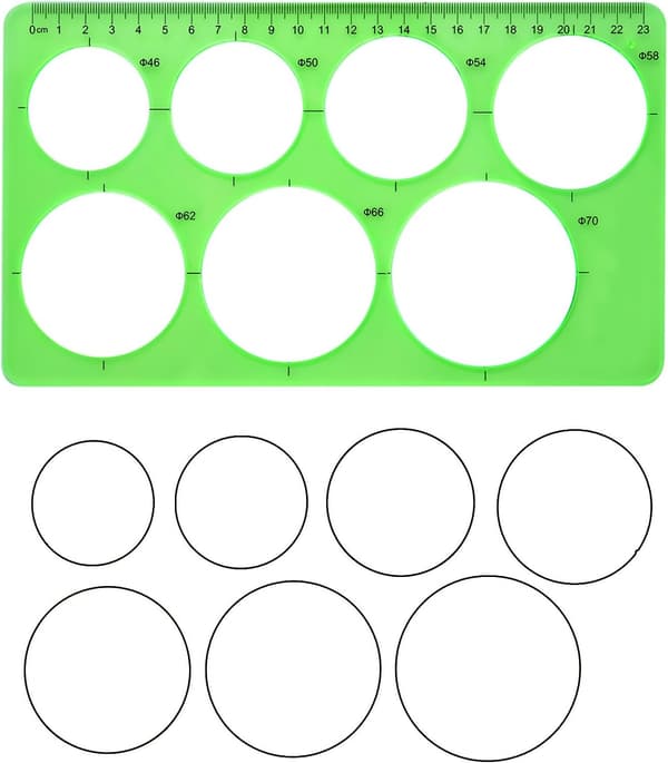 Sirkelmal 3 stk Plastsirkel og oval mal Måler