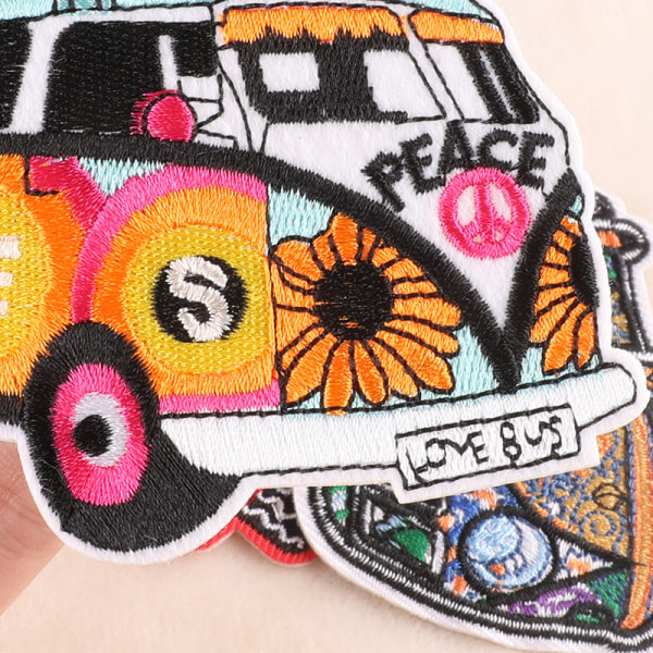 Hippie Bus Bully Love Peace bil - Strykplåster applikationer,