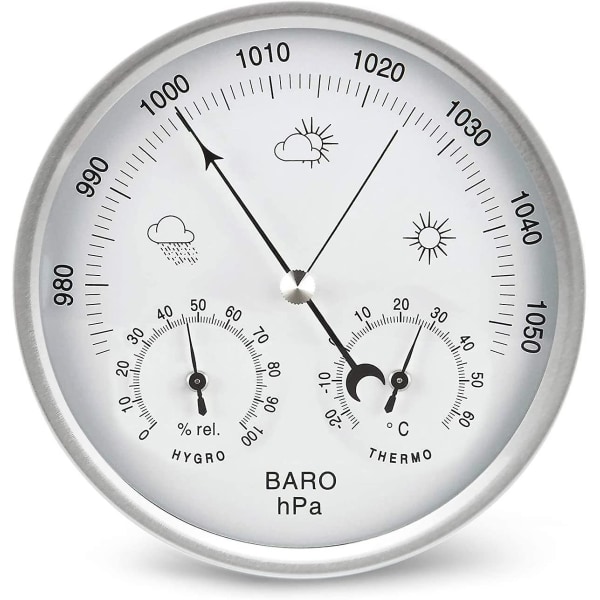 HHL Analog Weather Station Dial Barometer med termometer Hygrometer Lufttrycksmätningar Enkel och lätt att läsa