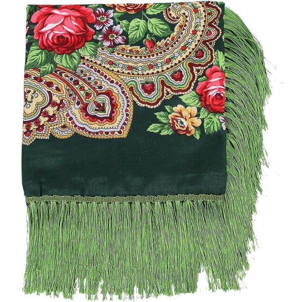 Överdimensionerad traditionell, blommig ponchosjal retro halsduk med tofsfransar