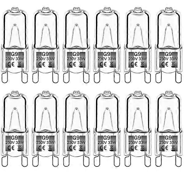 12-pack G9 Halogenlampor 33W 230V 2800K Varmvit 380lm Klar Kapsel Halogenlampor Dimbar Ingen Blinkning Ingen Flimmer Grey One Size