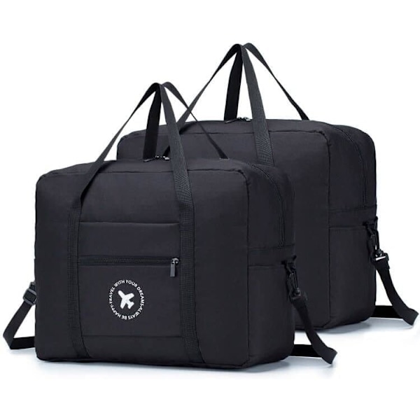 Hyttebagasje 45x36x20, Reiseveske, Sammenleggbar Flykabin Bag Hytte Bagasje Duffel Bag (2 stk) Black