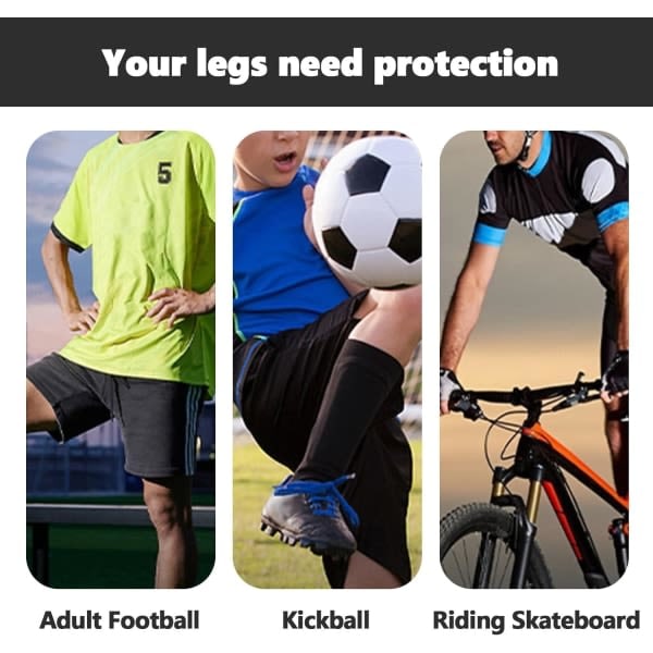 2 Par Mini Pro Fotballleggbeskyttere - Unisex Anti-skli Fotballleggbeskyttere - Profesjonell og Nybegynnervennlig - For Fotball og Løping!