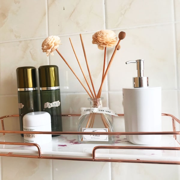 Toiletvægshylde, Toilet Badeværelse Smykkefri stansvä Rose gold