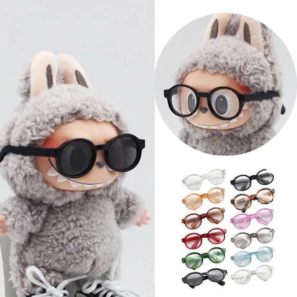 6,5 cm 9 cm Gennemsigtige Plastikbriller Til 1/8 1/6 1/3 1/4 BJD til Labubu MSD SD Plys til EXO Dukke solbriller 9cm for 20cm doll leopard print