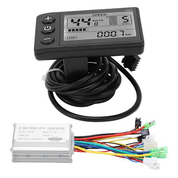 36V/48V 250W/350W 15A Børsteløs Motorstyring LCD866 Displaypanel Elektrisk Cykel Børsteløs Controller Kit 0.5