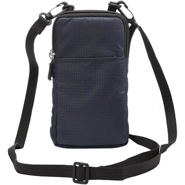 Mobiltelefonbælte, Crossbody Mobiltelefon Taske, Udendørs Rejse Nylon Skuldertaske, med Bæltesløjfe Karabiner Blå Navy blue 10*18*3.5 CM