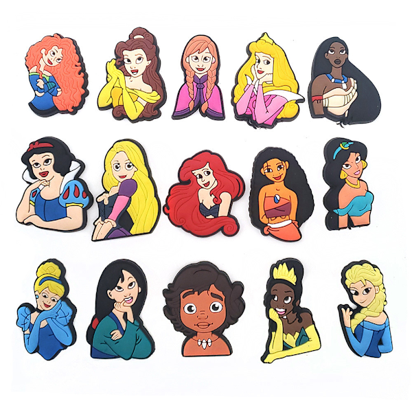 15 animated princesses Charms, Crocs Charms Accessories Fo