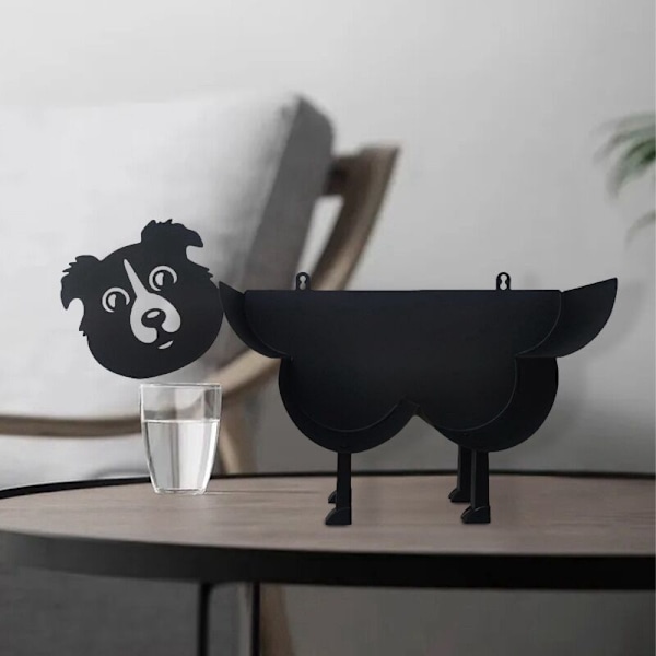 Dekorativ toiletpapirholder Sort rulleholder Metalstand eller fritstående toiletpapirholder (Hvalp)