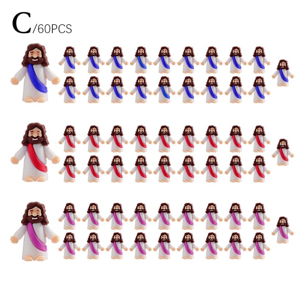 24-100X Mini] Jesusfigur för påskdekorationer, liten baby Jesusfigur 60pcs one-size