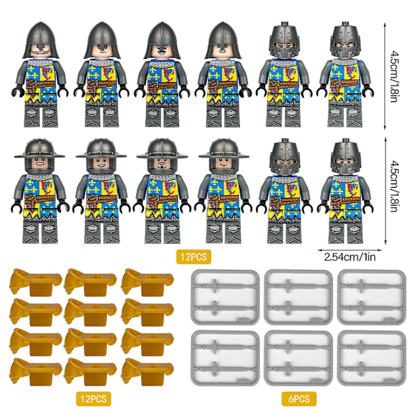 Riddare Krigare Soldat Minifigur Byggstenar Barnleksaker Set F