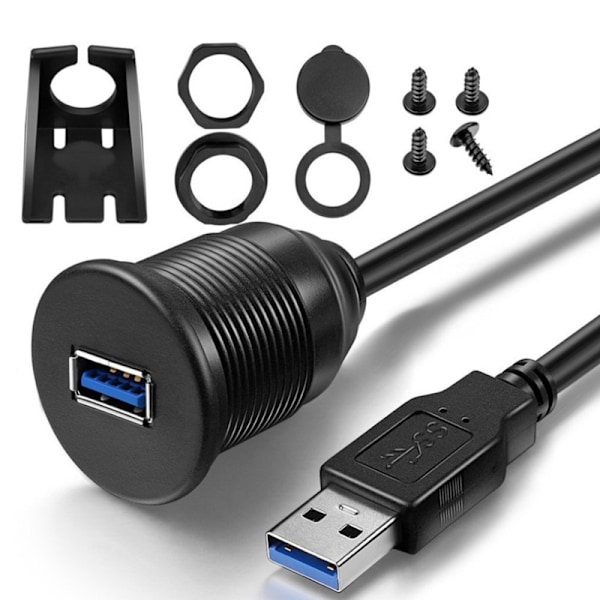 Yksiporttinen vedenpitävä USB 3.0 -jatkokaapeli autoon, veneeseen ja