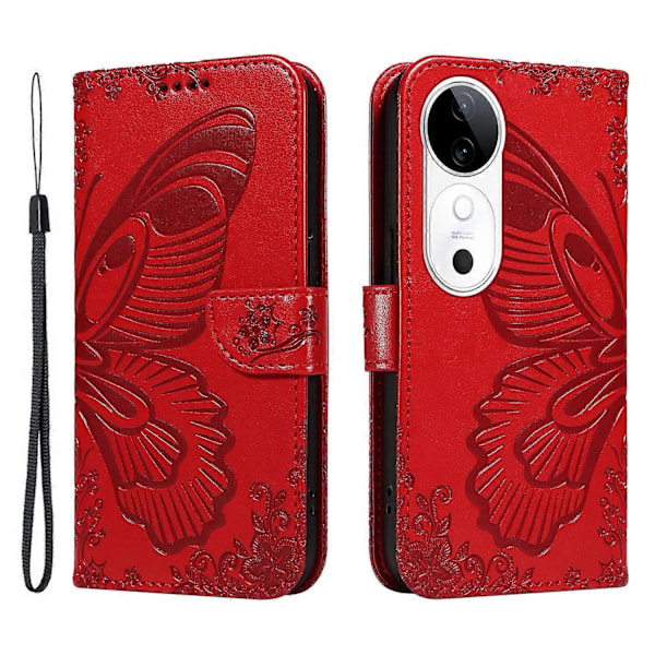 Plånboksfodral för vivo S19 5G/V40 5G Stötsäkert Flip Fodral Blommigt Fjäril Läder Telefonfodral Flerfärgat Multicolor Style B