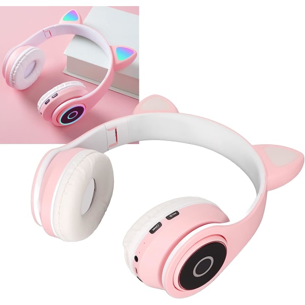 Cat Ear trådlösa hörlurar, 5.0 RGB-hörlurar, hopfällbara