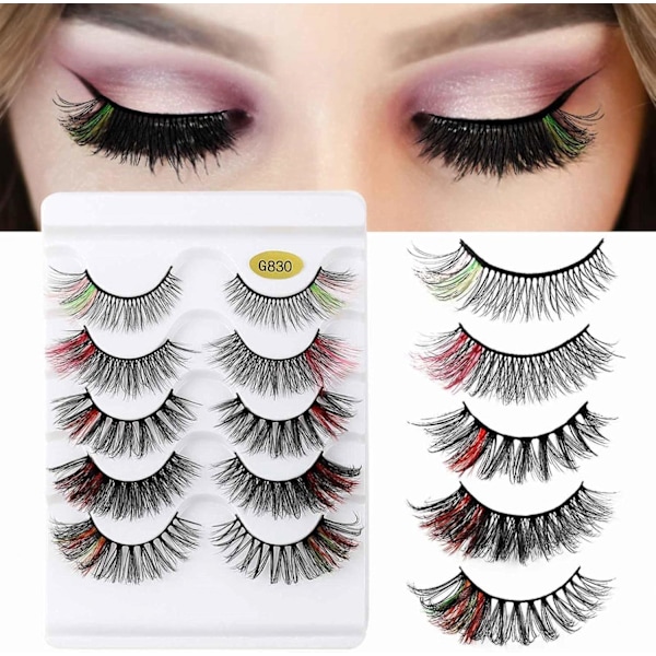 (iLashes.SE) 5 par falske øyevipper - 3D faux mink G830 (farget) (G-830)