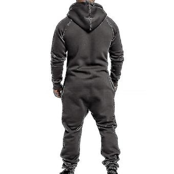 Vuxen Onesie All-in-One Zip-Up Playsuit Herr Jacka Huvtröja Overall En Del Unisex Nattkläder Vinter Varma Fleece Pyjamas Sport Overall M Mörkgrå