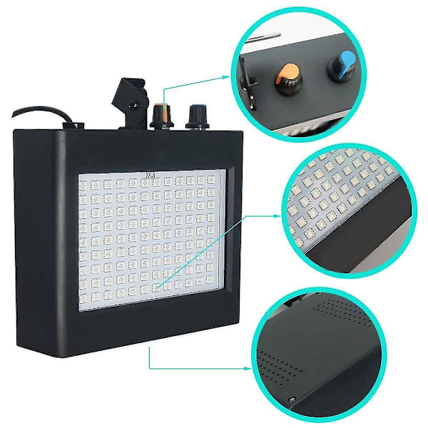 180 Strobe Blixtljus Portabel 35W RGB Fjärrkontroll Ljudkontroll Strobe Hastighet Justerbar för Scen Disco -(WS)