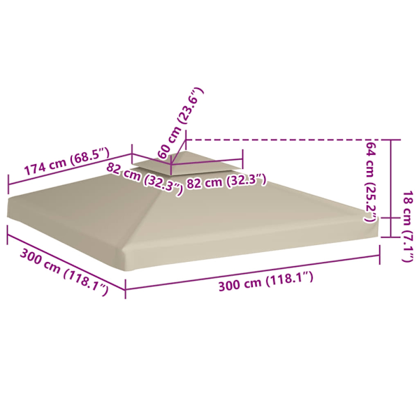 vidaXL Gazebotag 270 g/m² 3 x 3 m Beige{GKS}