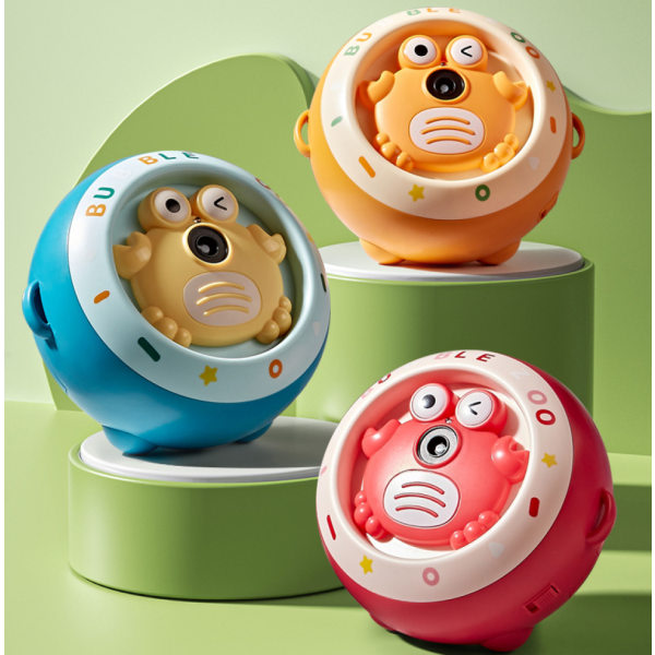 Bubbelmaskin | Crab Bubble Machines för barn | Automatisk Bubble Maker elektrisk fläkt för pojkar Flickspel Utomhusleksak (blå)