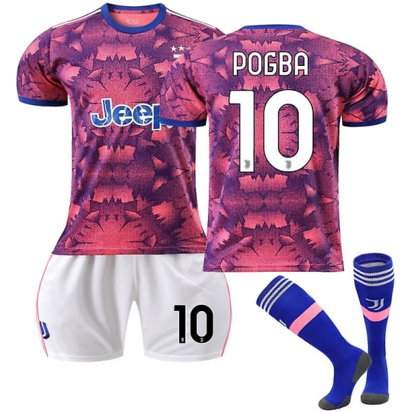 Juventus bortatröja säsongen 22/23 fotbollströja T-shirts Vuxna barn Komfort Kids 18(100-110CM) POGBA 10