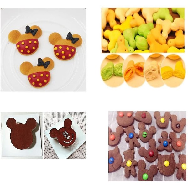 HHL 5-delt sett med pepperkakeformer, Mickey og Minnie Mouse pepperkakeformer for barn, Mickey Mouse-hode, Minnie Mouse, Minnie-sløyfe