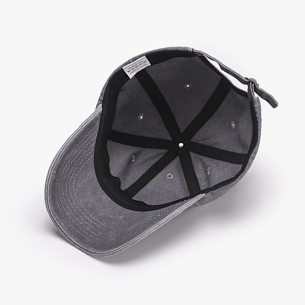 1 vasket baseballkasket i ensfarvet, vintage justerbar, egnet til mænd/kvinder, grå stil