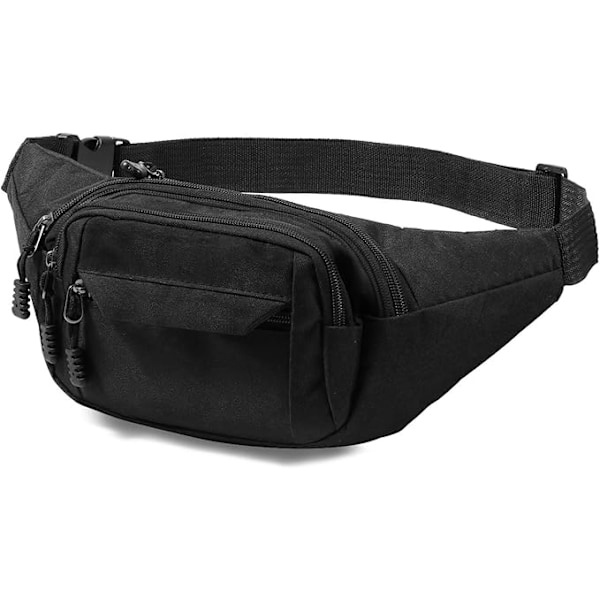 Unisex Midjeväska, Stor Sport Midjeväska med 4 Blixtlåsfickor, Unisex Midjeväska för Utomhusträning Vandring Camping