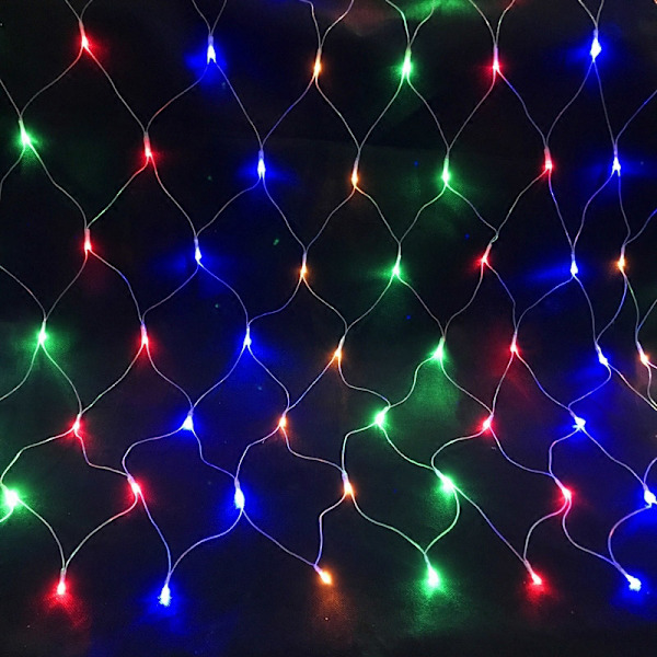 Jul LED-lysstreng Fe-lys Net Mesh Gardin Julebryllup Fest Udendørs Indendørs hvid white 1.5x1.5m