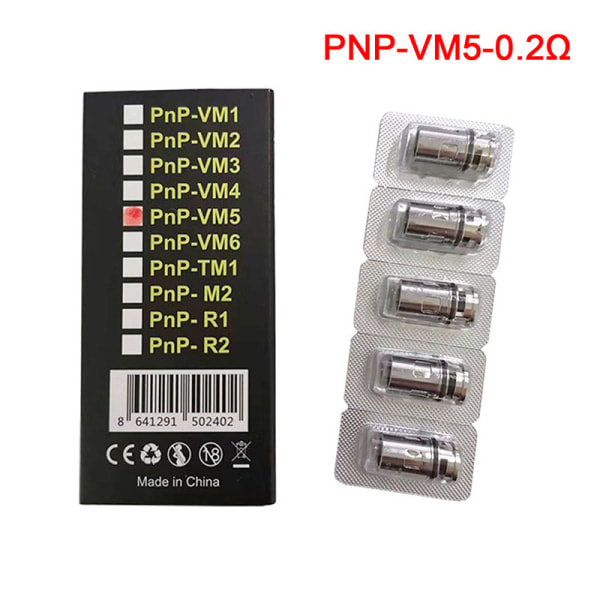 5 st/kartong Voopoo PNP Coil VM1/VM3/VM5/R1/M2 Atomizer ersättning PNP-VM1-0.3Ω PNP-VM5-0.2Ω