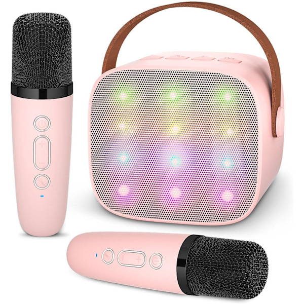 Kannettava langaton kaksoismikrofoninen karaoke-kone lapsille, jossa Bluetooth, taianomainen äänenmuunnin, LED-valot ja Hi-Fi-äänenlaatu