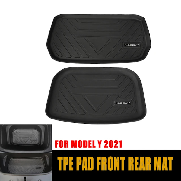TPE Matta Fram Bak för Tesla Model 3 Model Y Matt Tillbehör Bagageutrymme Lastbricka Golvmatta[GKS] model 3  set