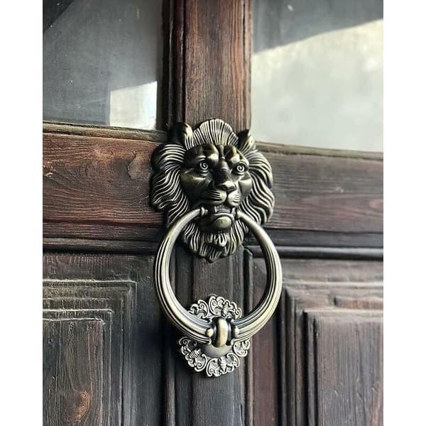Dørhammer løvehode, bronse