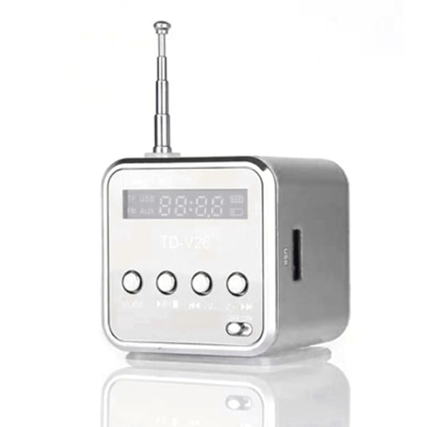 Bærbar TD V26 Digital Radio Høyttaler Mini FM Radio Mottaker med LCD Stereo Høyttaler Støtte Micro Minnekort 0.8