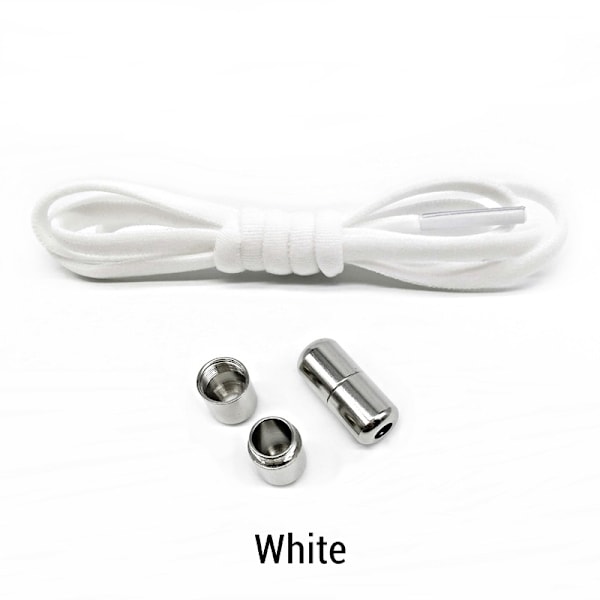 Nauhattomattomat kengännauhat lasten/aikuisten urheilukenkien, juoksukenkien, elastiset kengännauhat, (sisältää kengännauhat, metallisoljet) valkoinen White