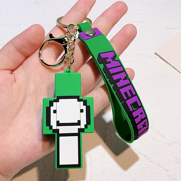 Ny 3D-spill Minecraft PVC-nøkkelring Ainme Steve Creeper My World A4