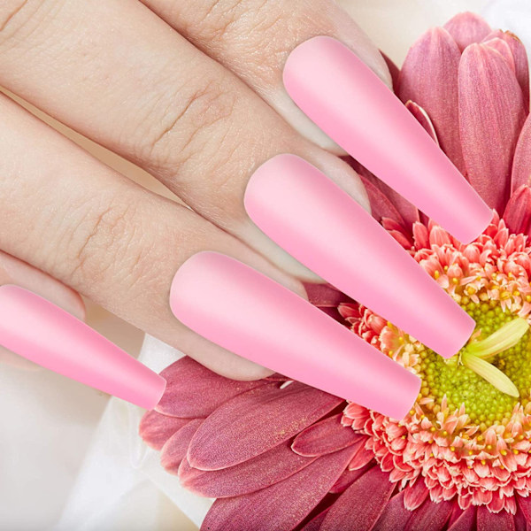 Meikki _ 100 kpl pitkät baletti-tekonaulet _ yksivärinen pink